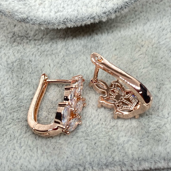 Gold Plated CZ Leaves hug Earrings - Picture 5 of 6